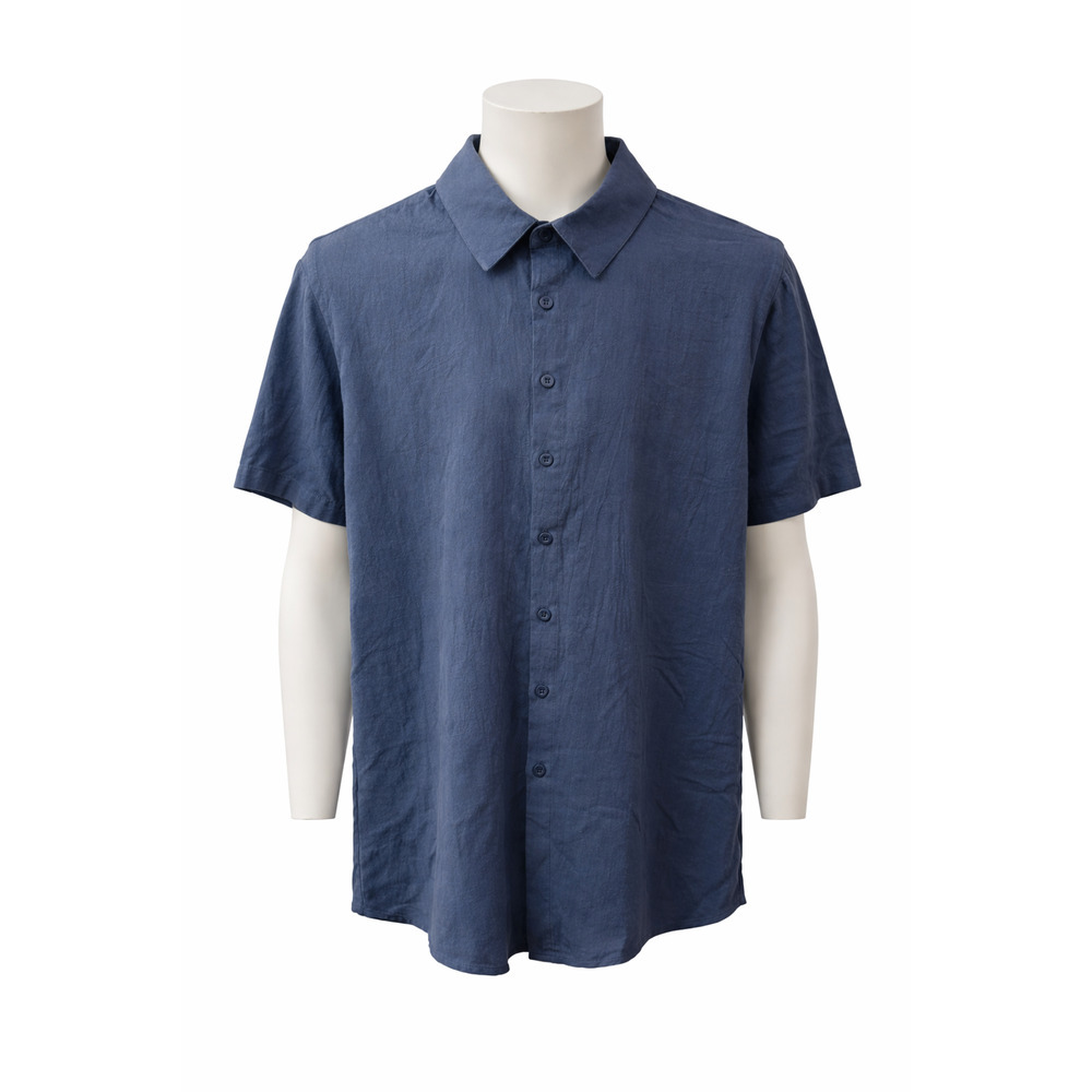 Jacansi Navy Linen Cotton Button Down Shirt Casual Minimalist Mens XL